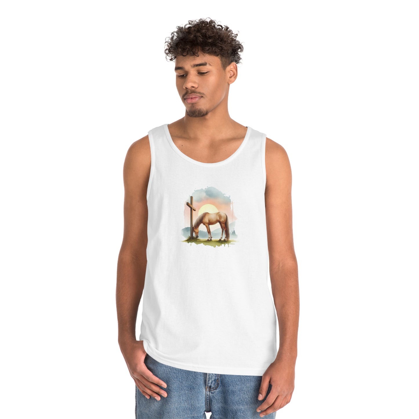 Horse and Cross - Heavy Cotton Tank Top