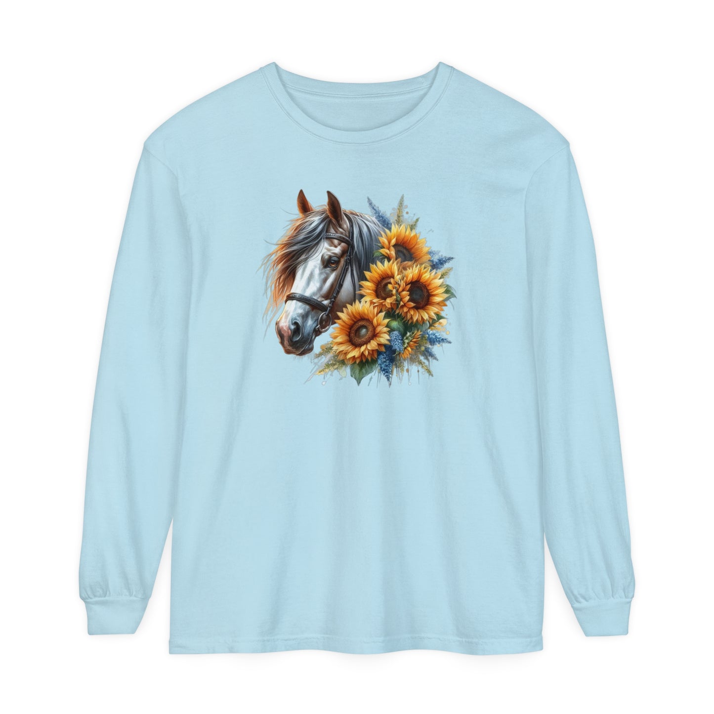 Horse and Sunflowers - Long Sleeve T-Shirt