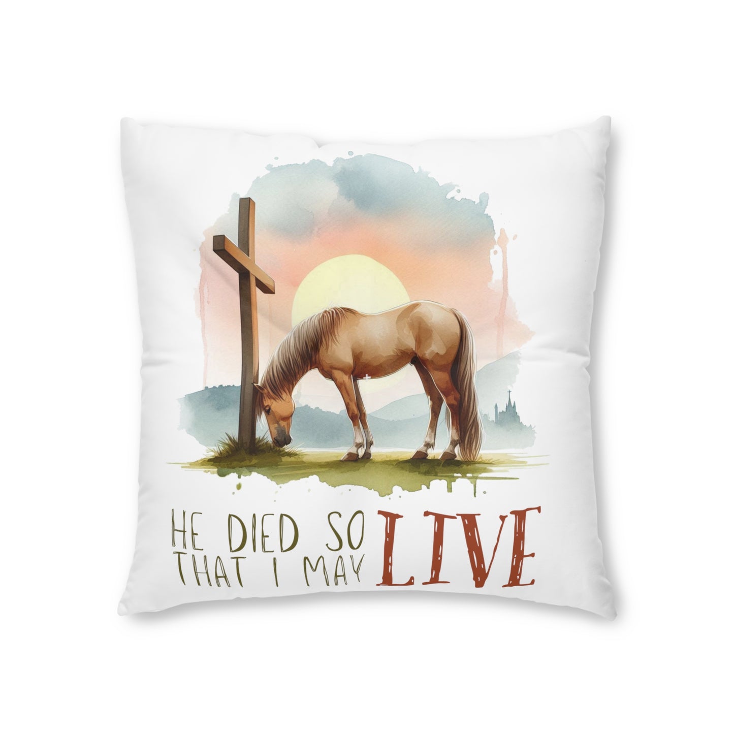 He Died so that I May Live - Tufted Floor Pillow, Square