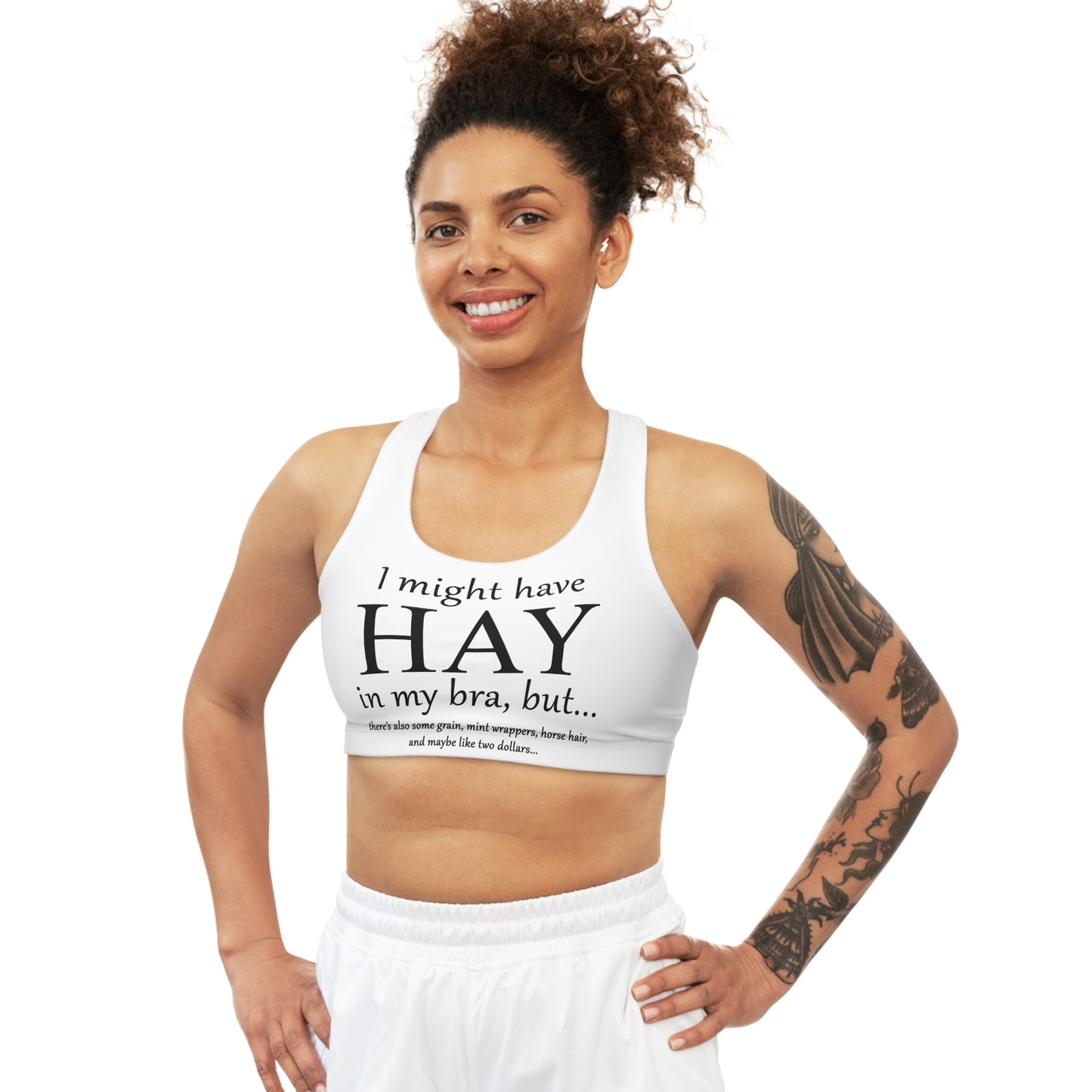 Hay in my Bra - Funny - Horse Lover - Seamless Sports Bra (AOP)