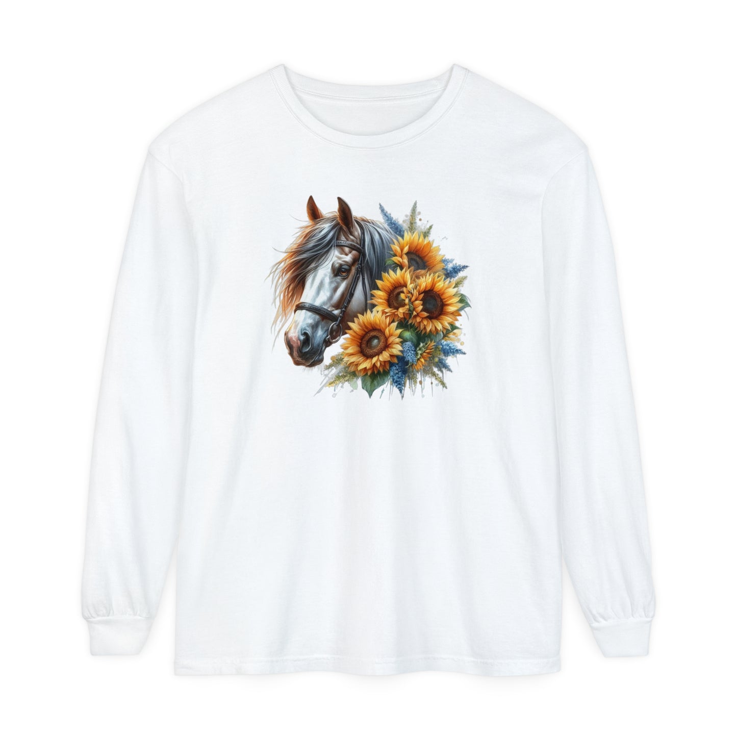 Horse and Sunflowers - Long Sleeve T-Shirt