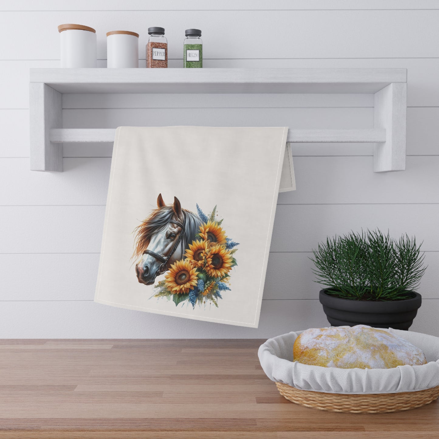 Gray and Sunflowers - Kitchen Towel