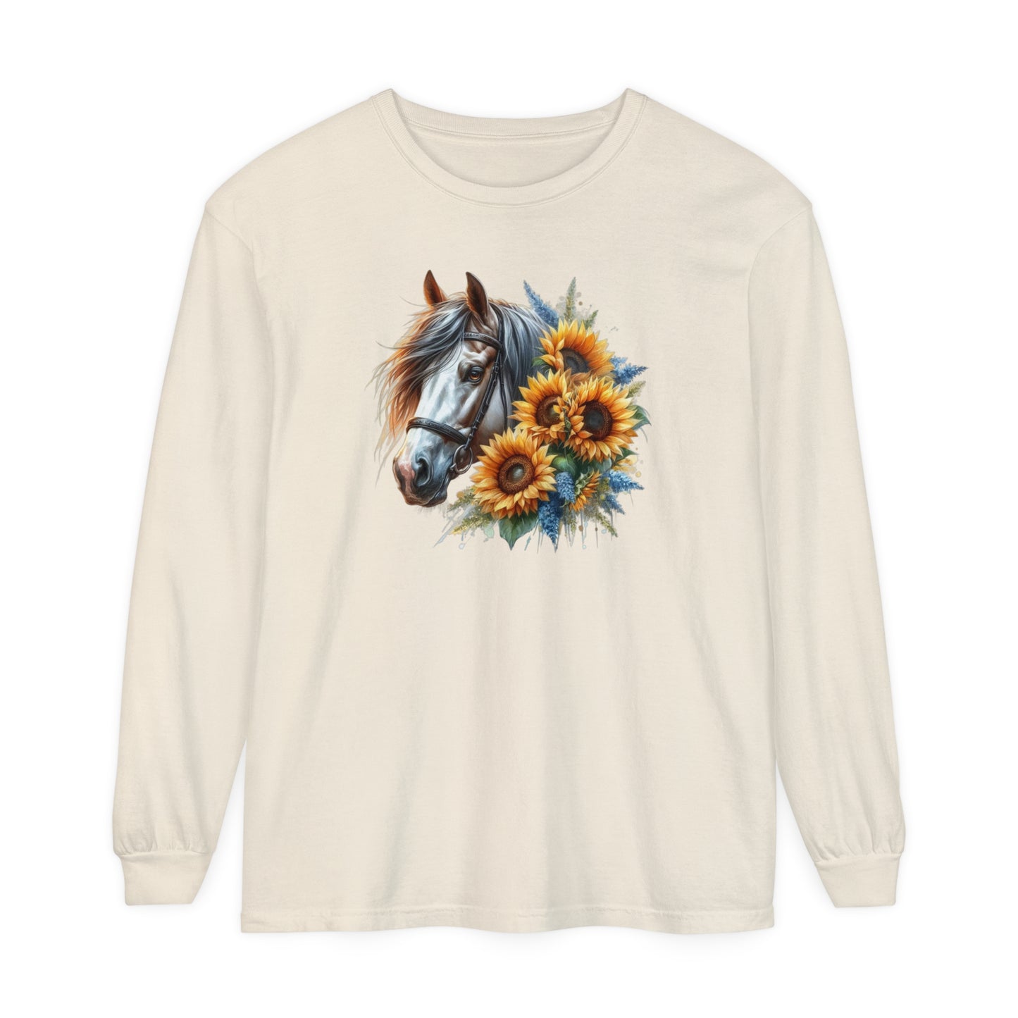 Horse and Sunflowers - Long Sleeve T-Shirt