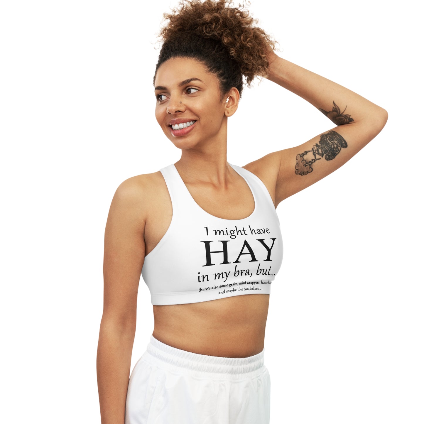 Hay in my Bra - Funny - Horse Lover - Seamless Sports Bra (AOP)